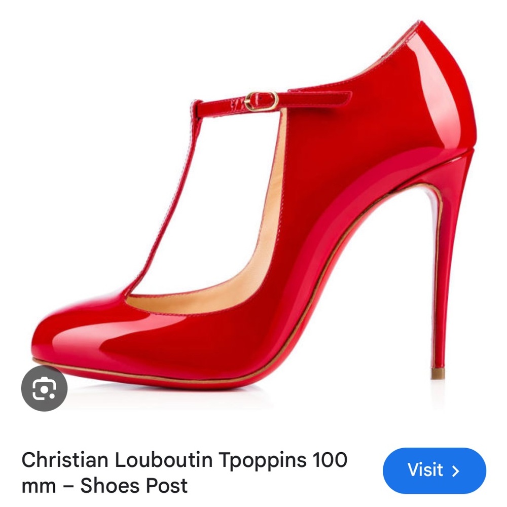 NEW Christian Louboutin TPOPPINS red patent 100 heels 38